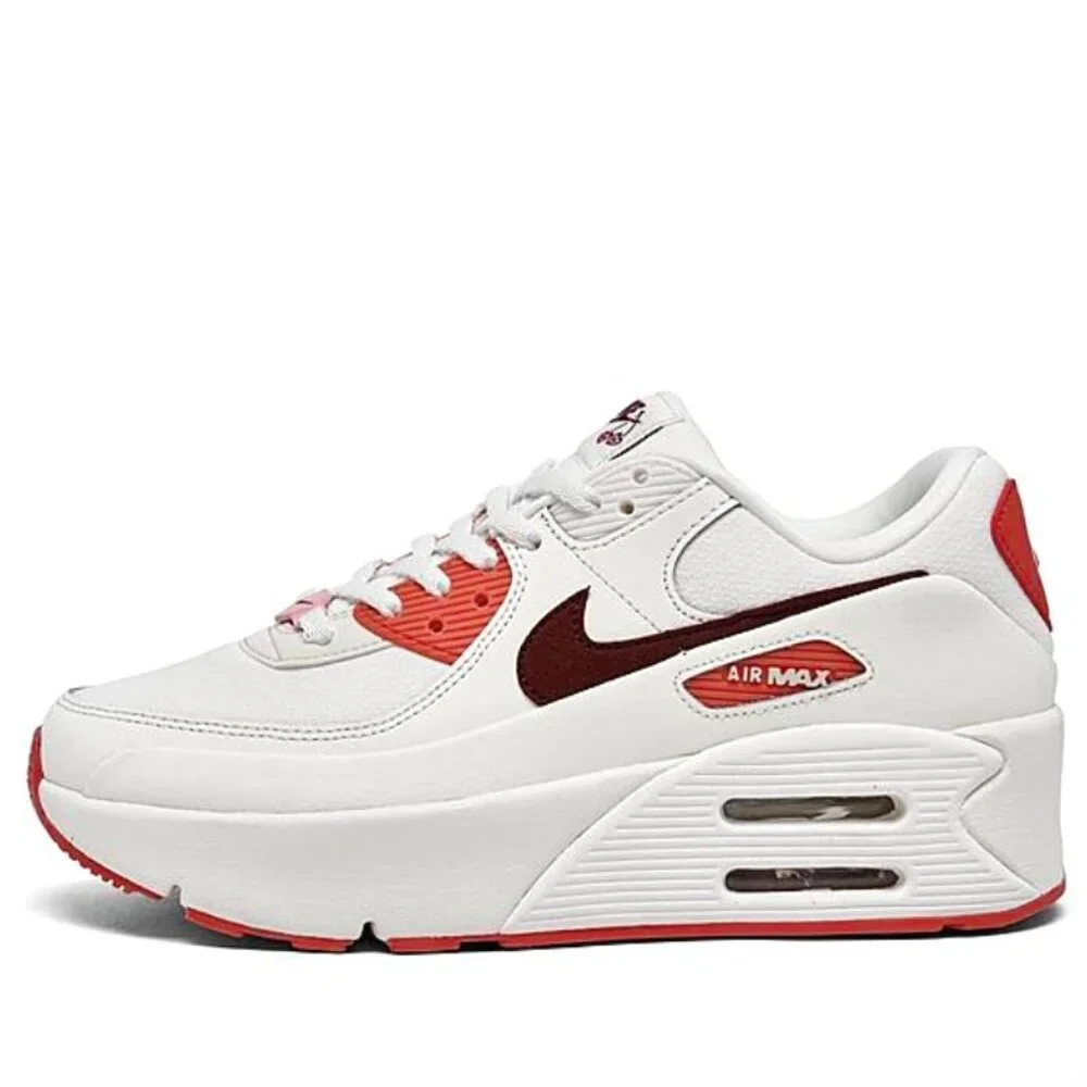 NEW NIKE AIR MAX 90 LV8 SE Platform Women's Sneakers Shoes White Red size 9 - Picture 3 of 8